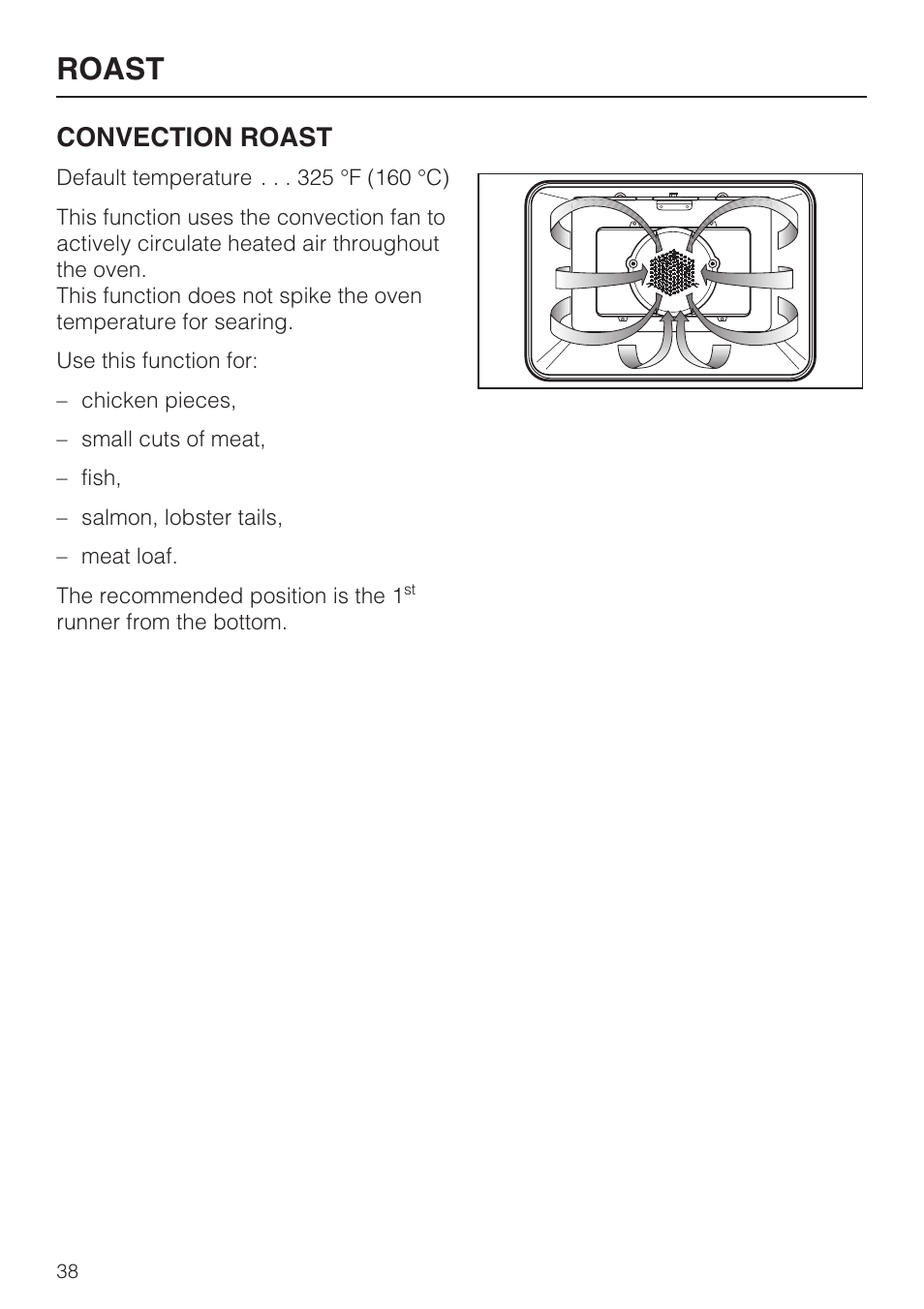 Roast, Convection roast | Miele H 4894 BP2 User Manual | Page 38 / 80