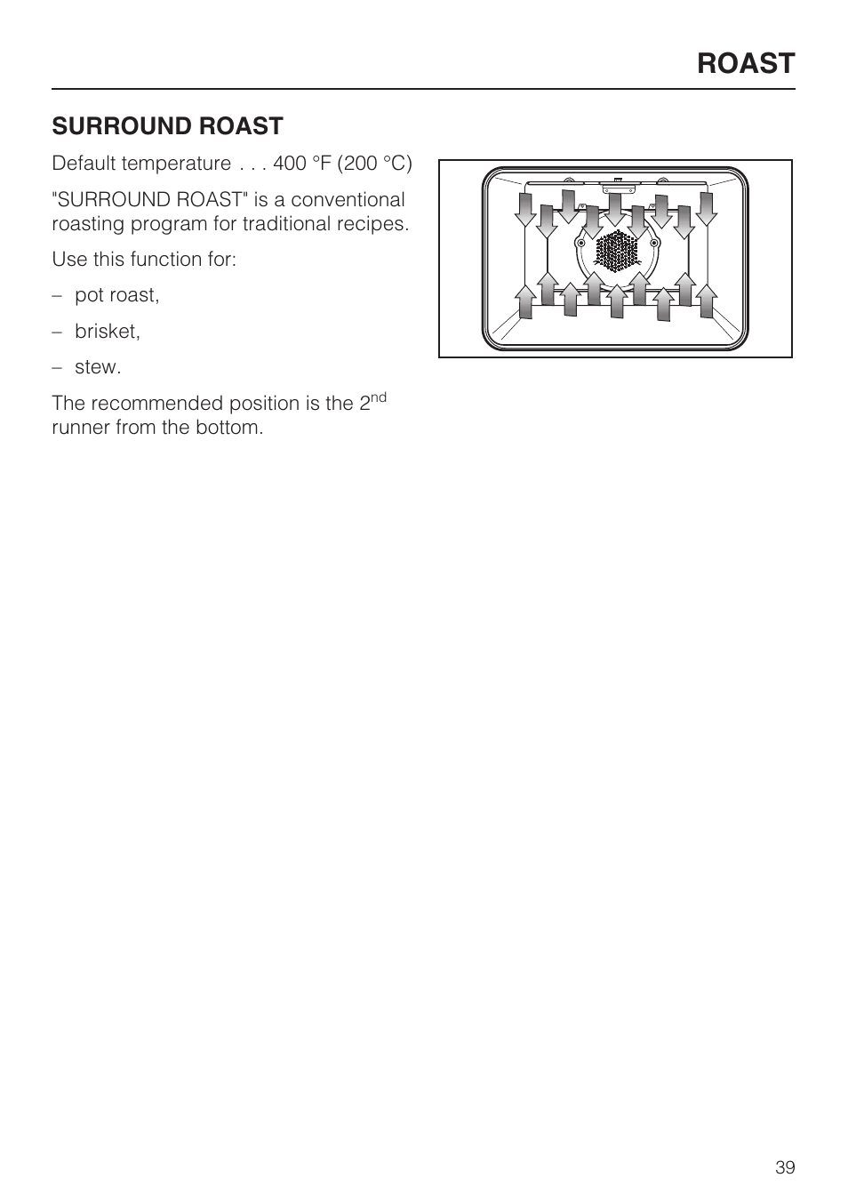 Roast, Surround roast | Miele H 4894 BP2 User Manual | Page 39 / 80