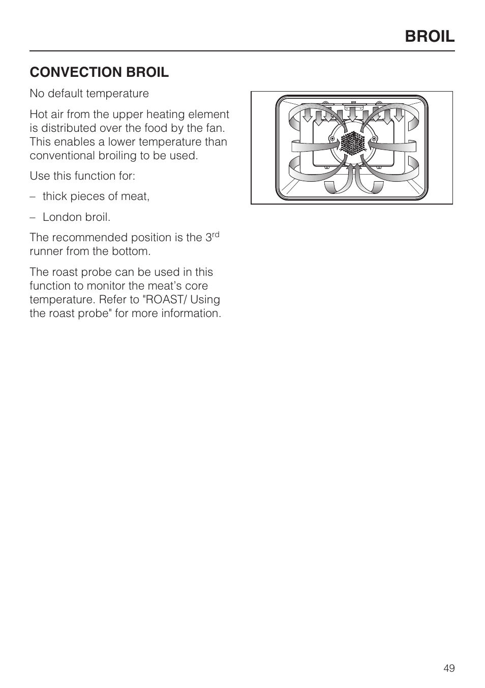 Broil, Convection broil | Miele H 4894 BP2 User Manual | Page 49 / 80