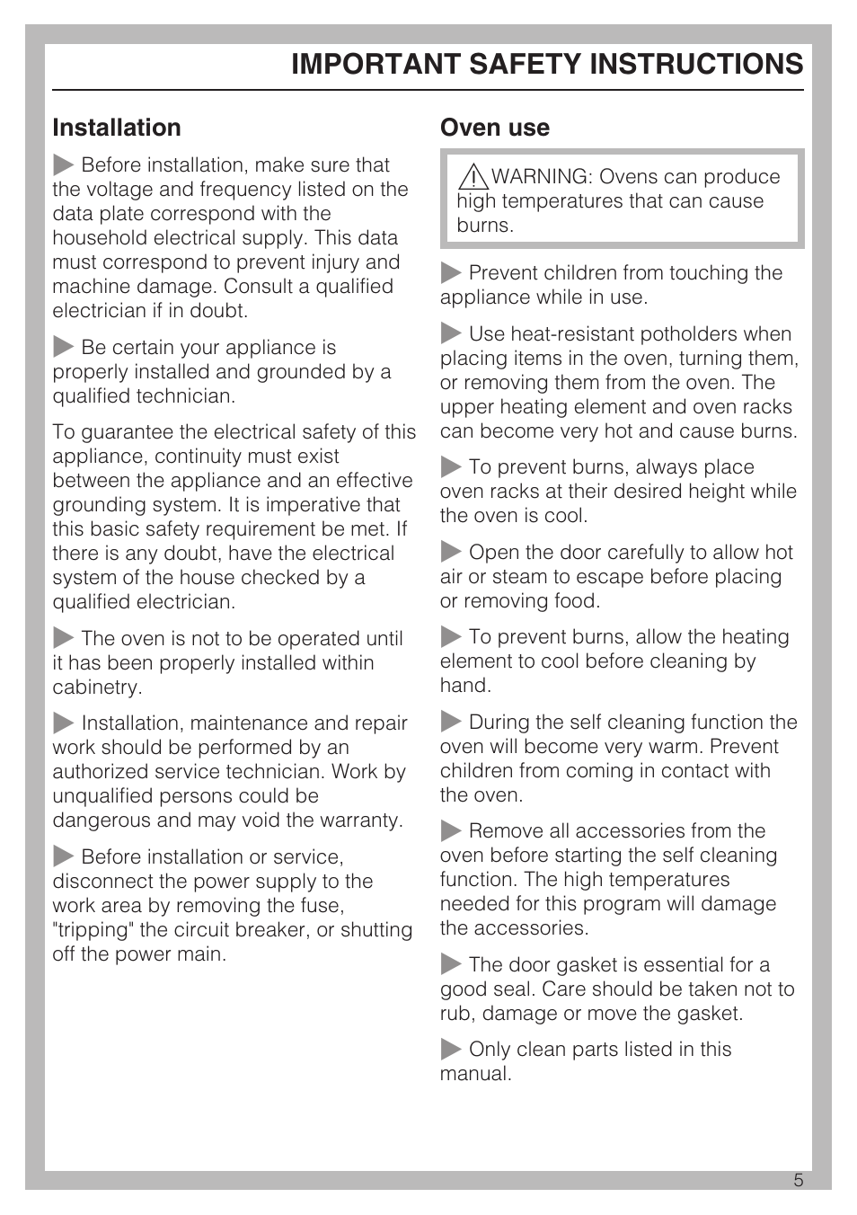 Important safety instructions | Miele H 4894 BP2 User Manual | Page 5 / 80