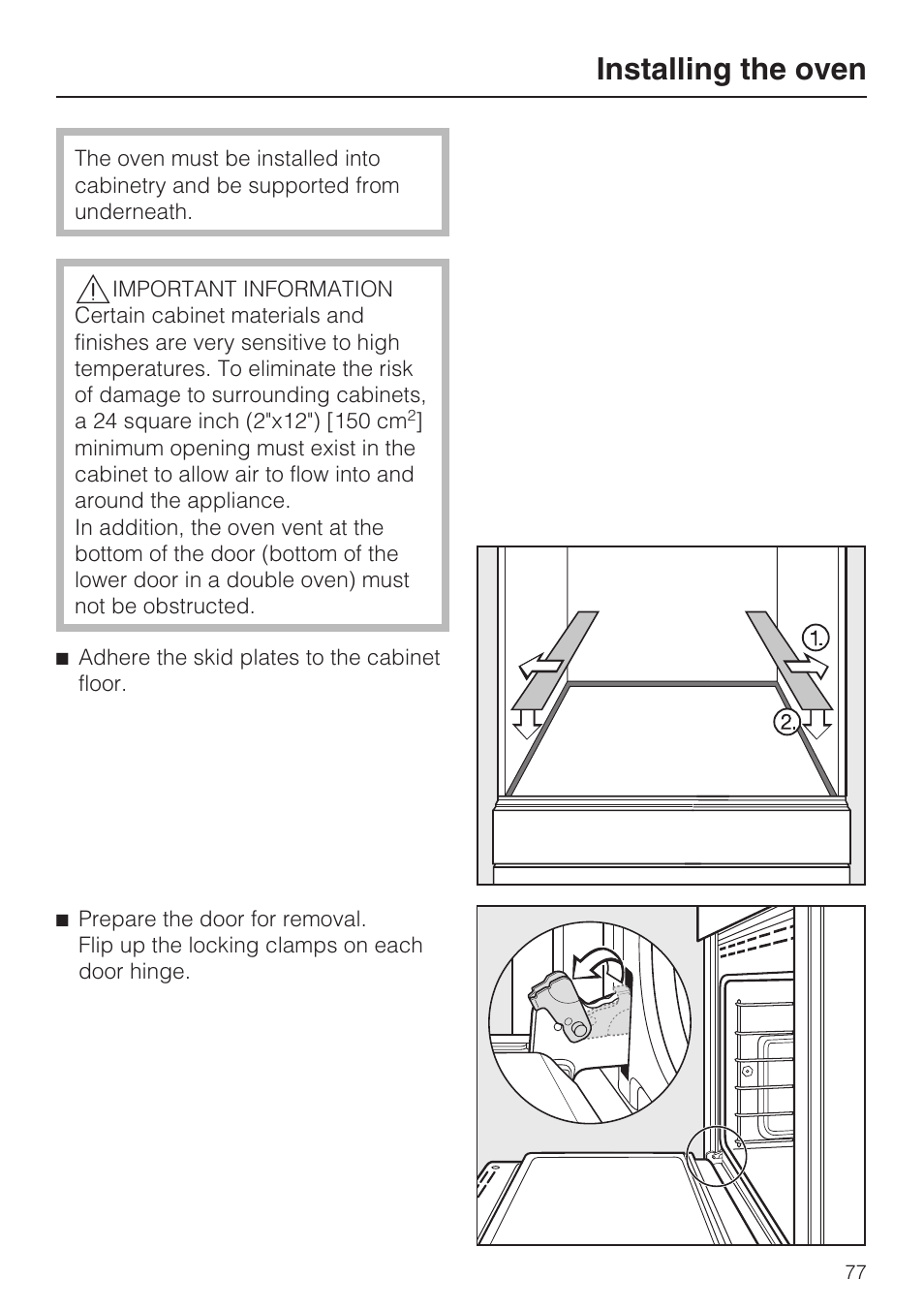 Installing the oven 77, Installing the oven | Miele H 4894 BP2 User Manual | Page 77 / 80