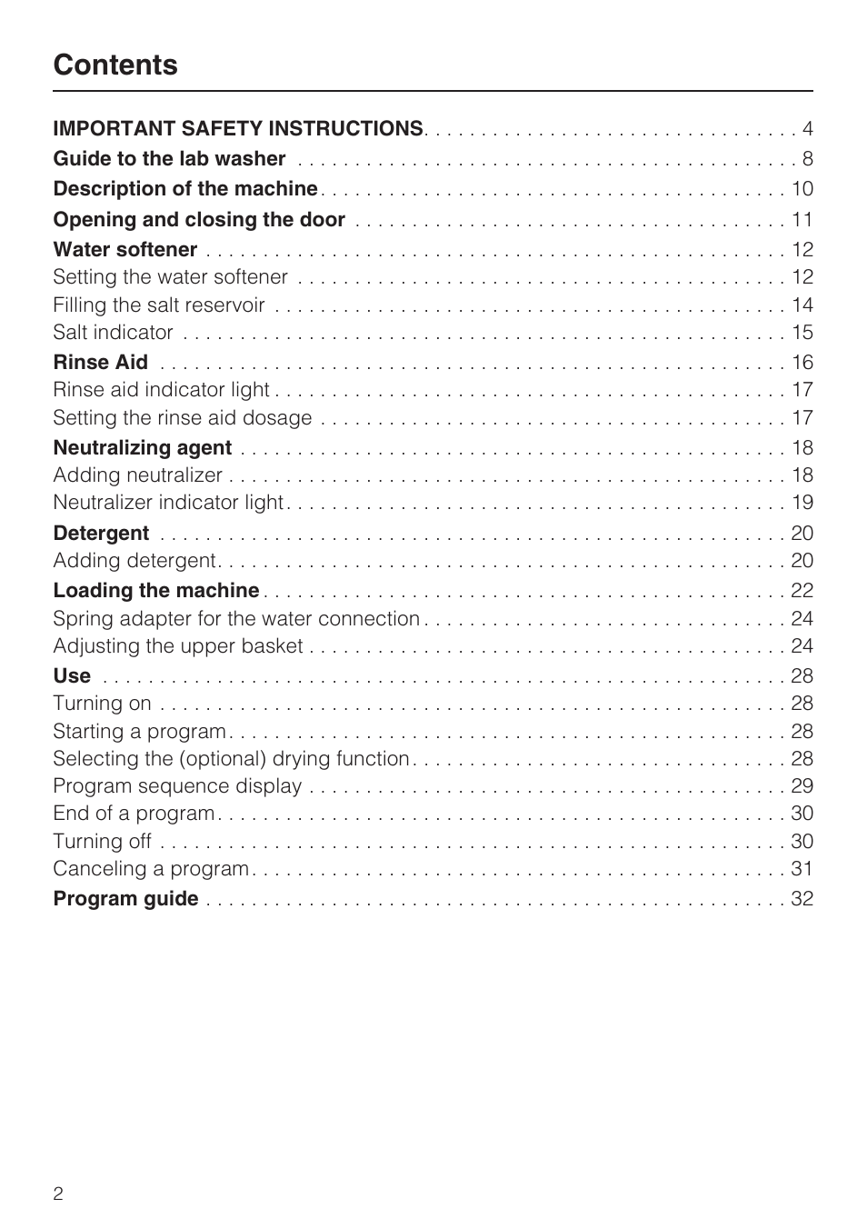 Miele Laboratory Glassware Washer G 7883 User Manual | Page 2 / 72