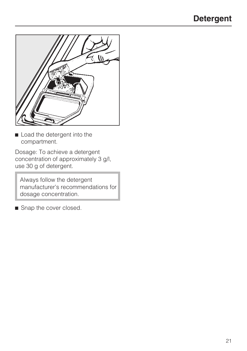 Detergent | Miele Laboratory Glassware Washer G 7883 User Manual | Page 21 / 72