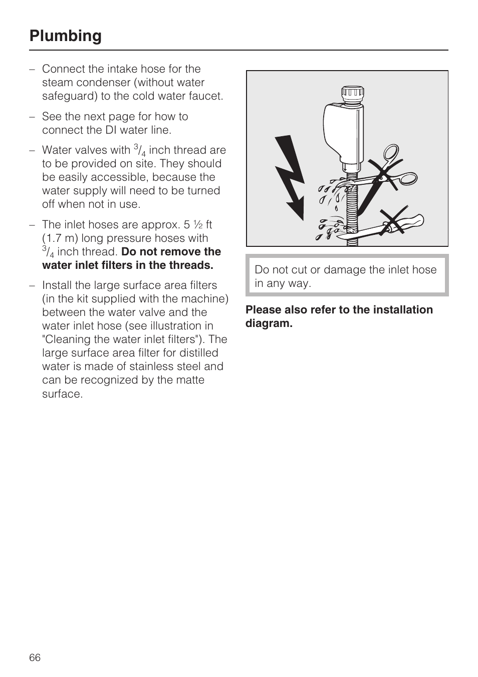 Plumbing | Miele Laboratory Glassware Washer G 7883 User Manual | Page 66 / 72
