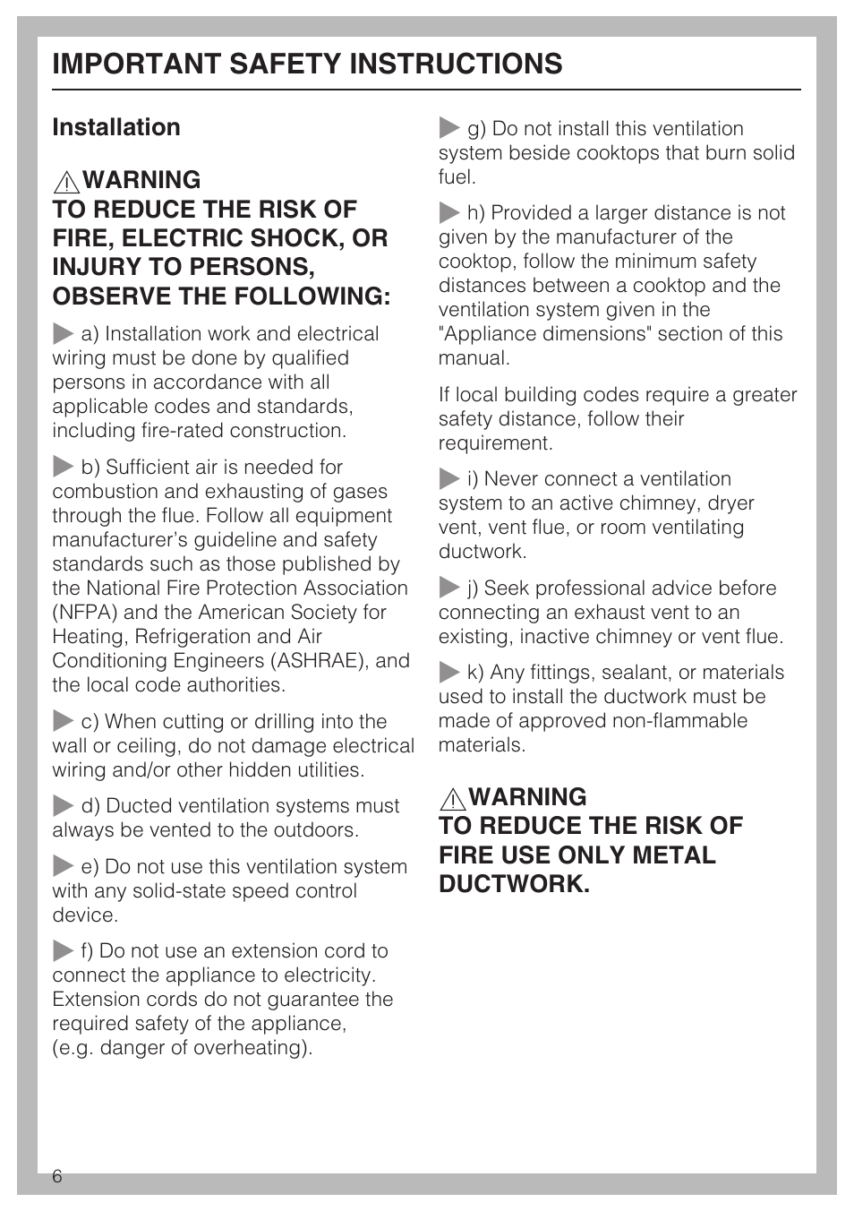 Important safety instructions | Miele DAG 1000 User Manual | Page 6 / 40