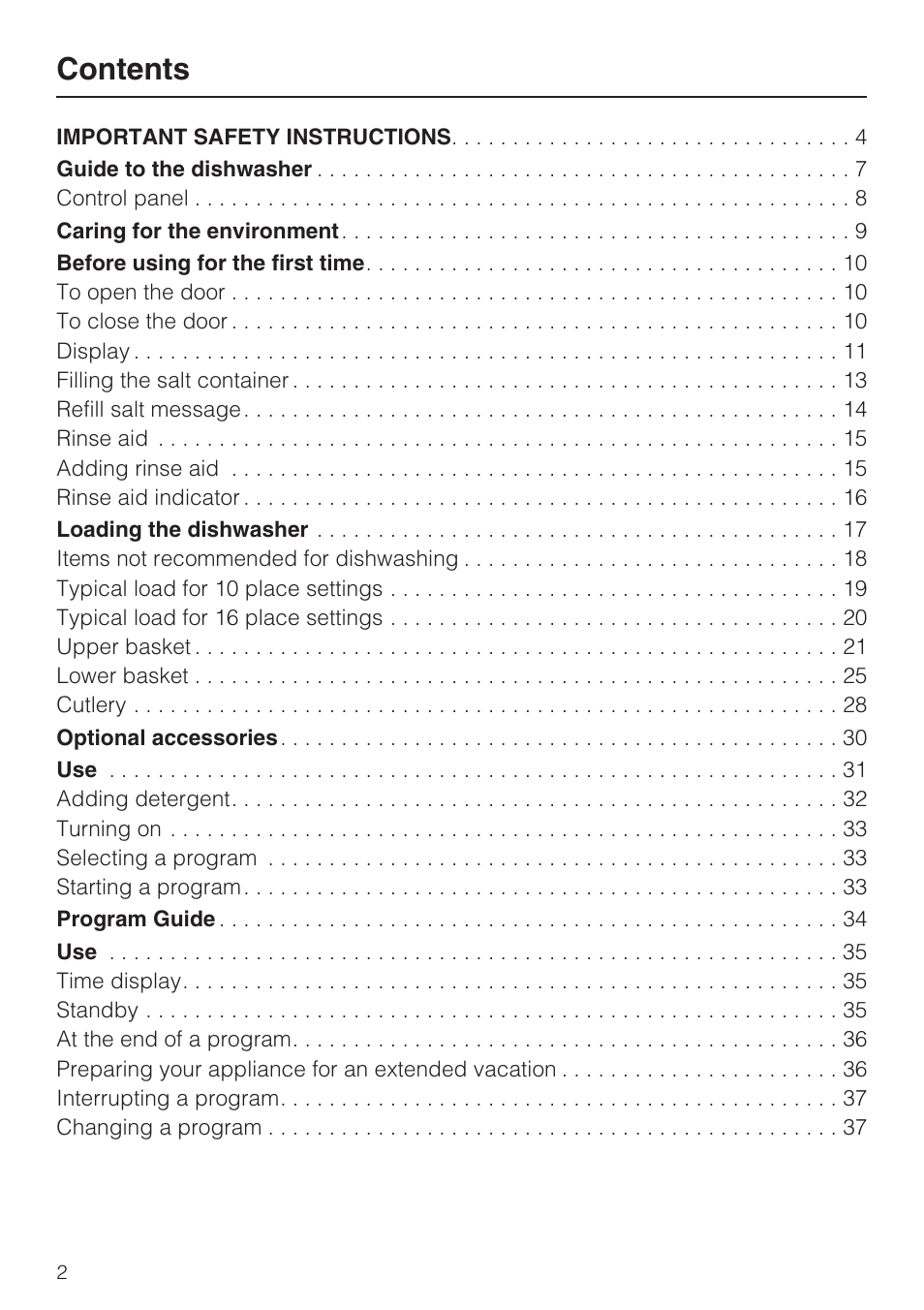 Miele G 5575 User Manual | Page 2 / 72