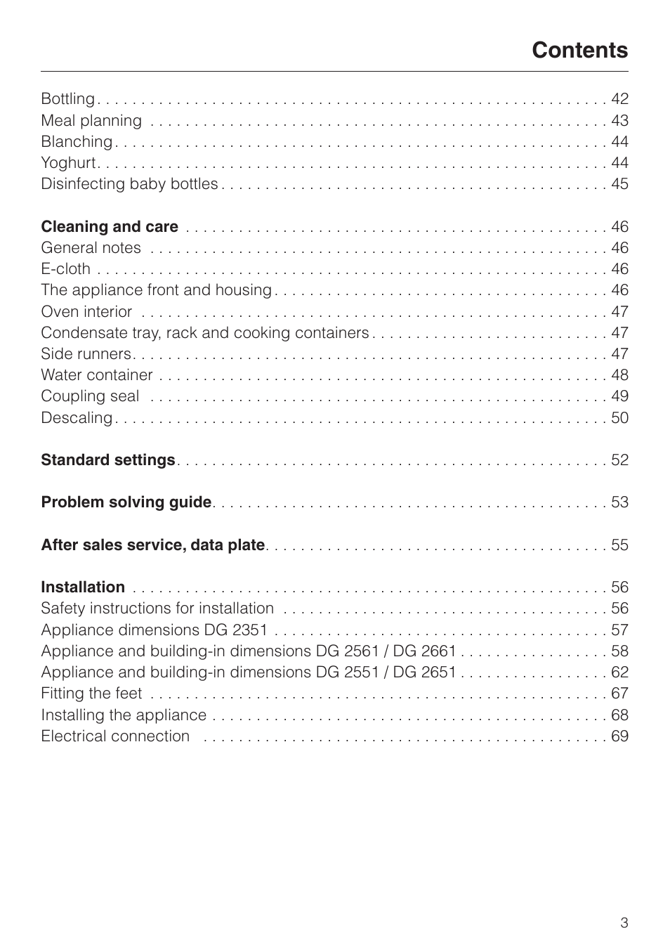 Miele DG 2351 User Manual | Page 3 / 72