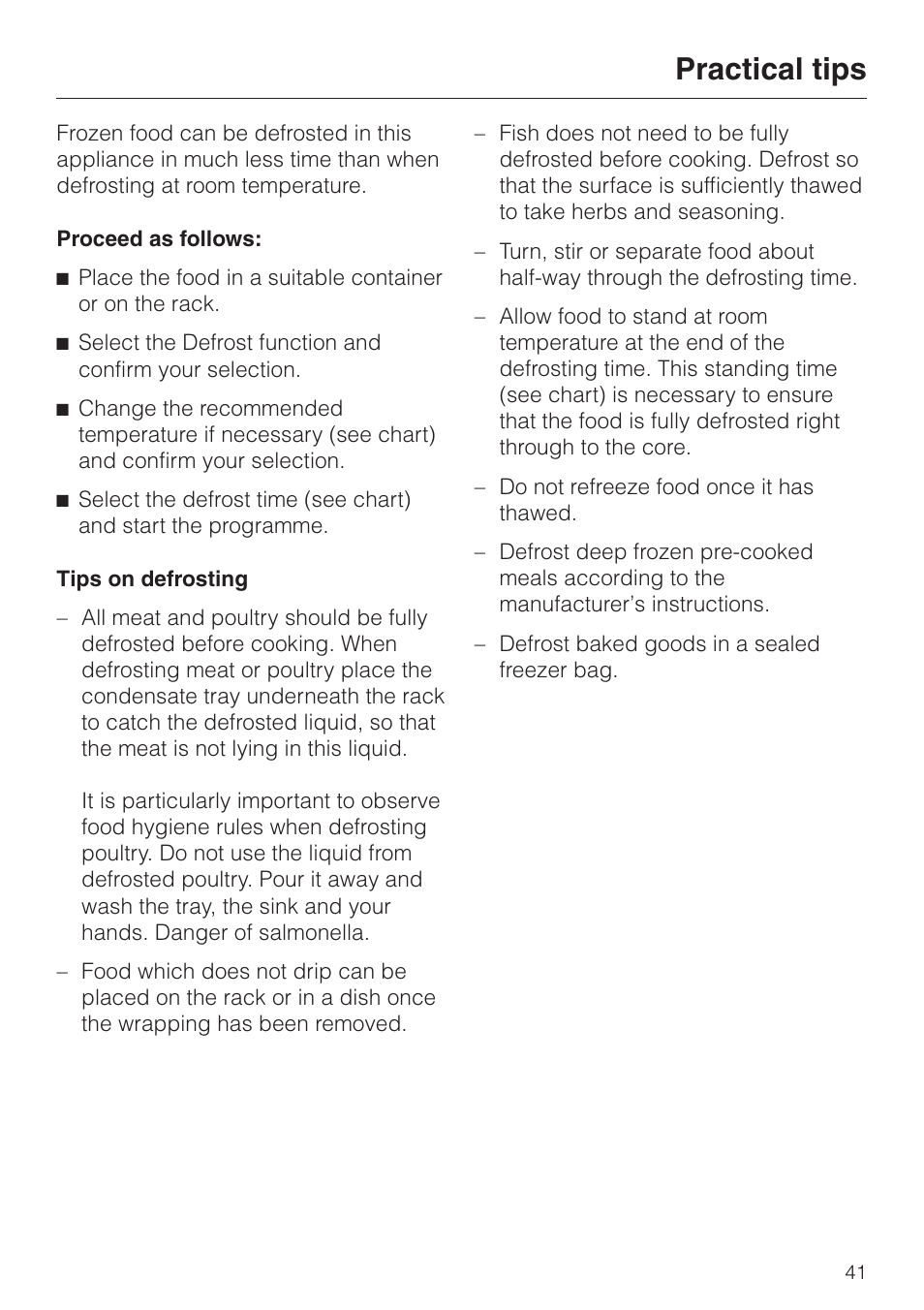 Practical tips | Miele DG 2351 User Manual | Page 41 / 72