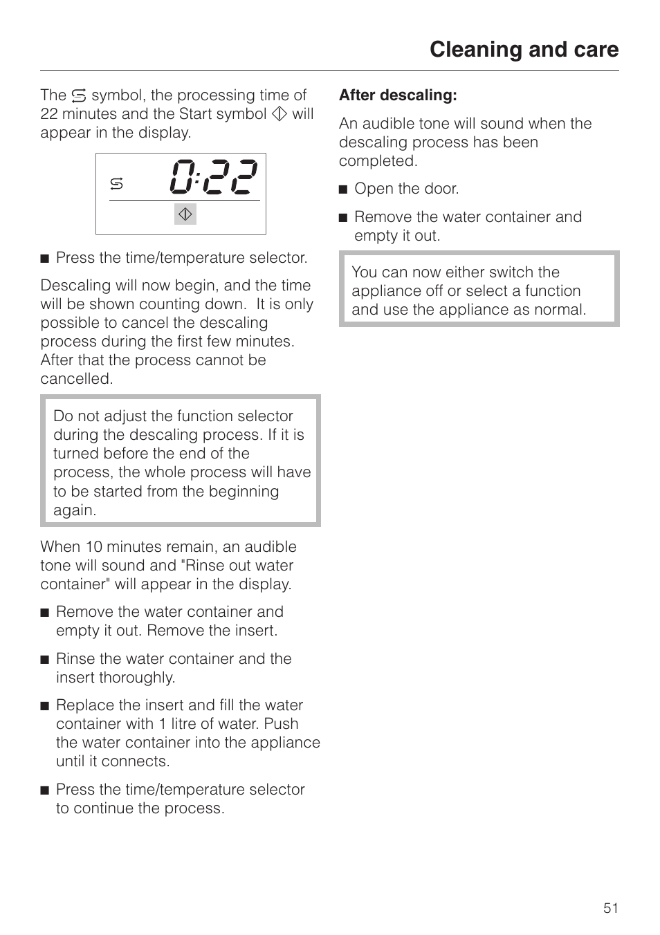 Cleaning and care | Miele DG 2351 User Manual | Page 51 / 72