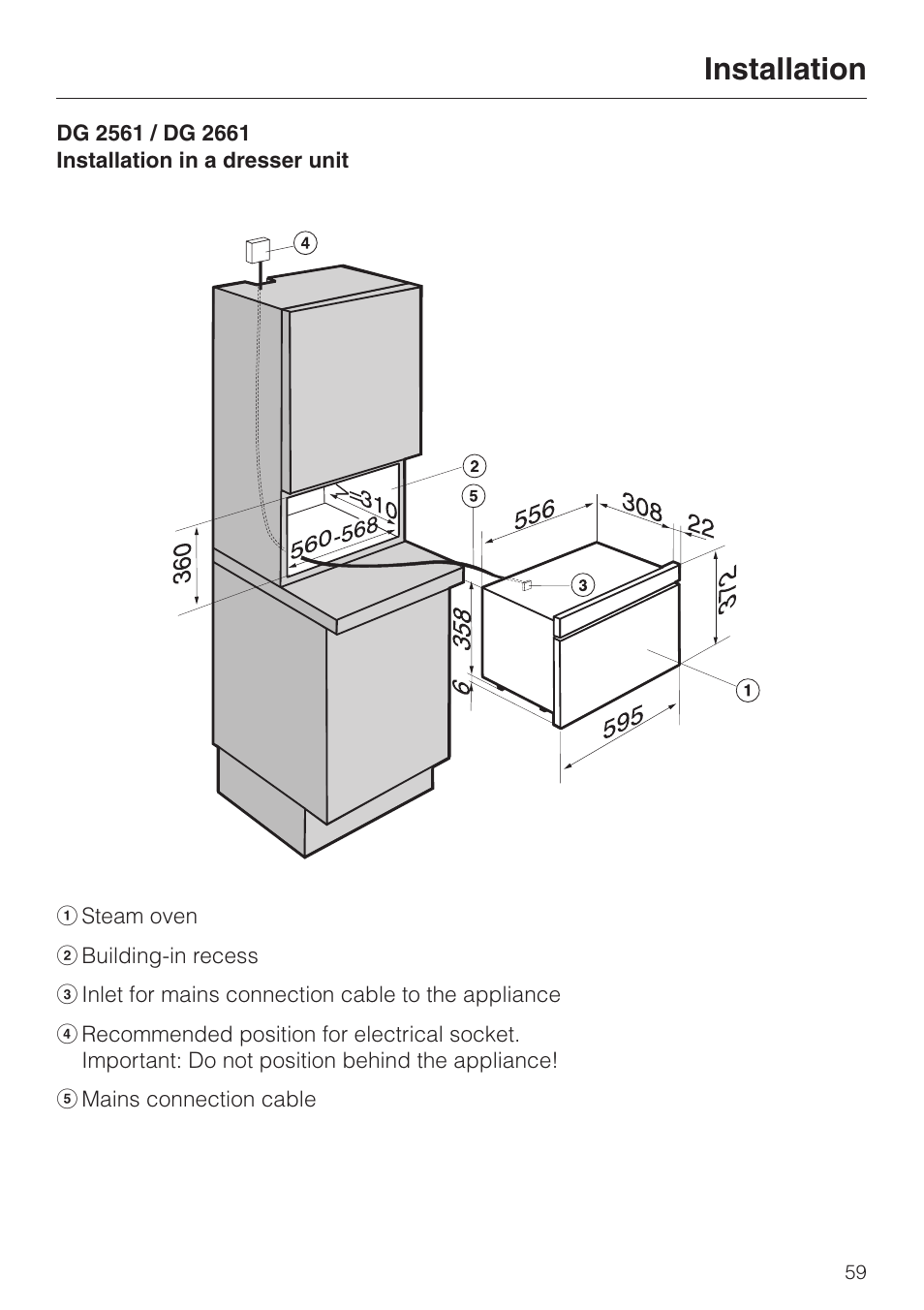 Installation | Miele DG 2351 User Manual | Page 59 / 72