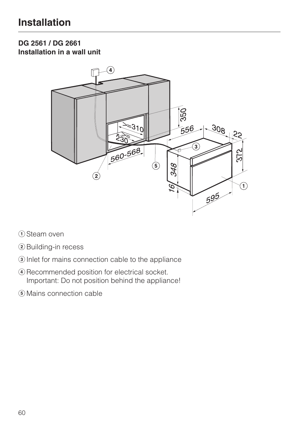 Installation | Miele DG 2351 User Manual | Page 60 / 72