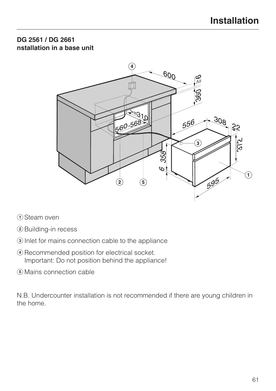 Installation | Miele DG 2351 User Manual | Page 61 / 72