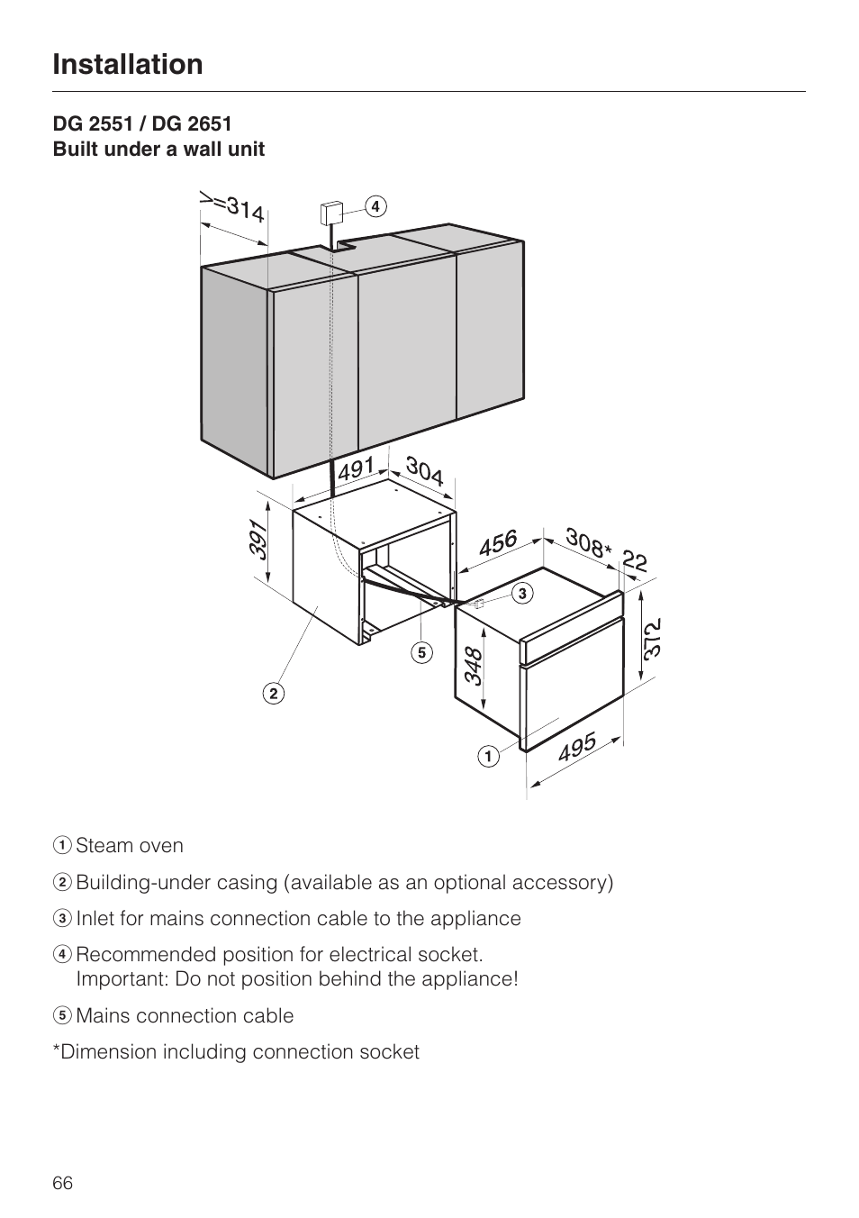 Installation | Miele DG 2351 User Manual | Page 66 / 72