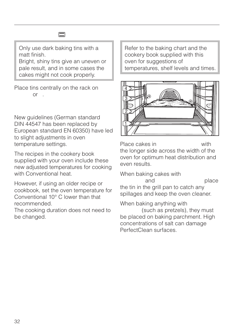 Baking, Conventional a, Tips on baking | Miele H4270 User Manual | Page 32 / 72