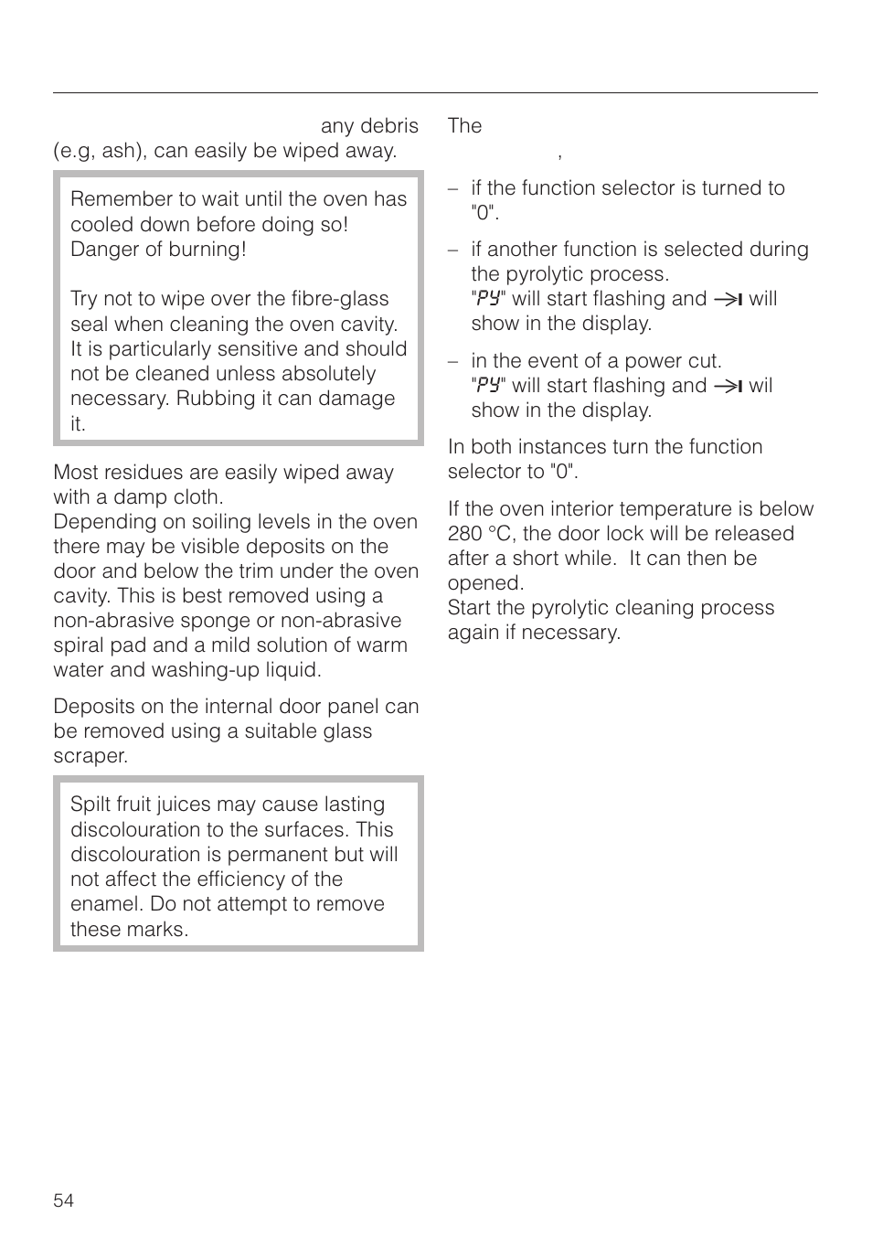 Cleaning and care | Miele H4270 User Manual | Page 54 / 72