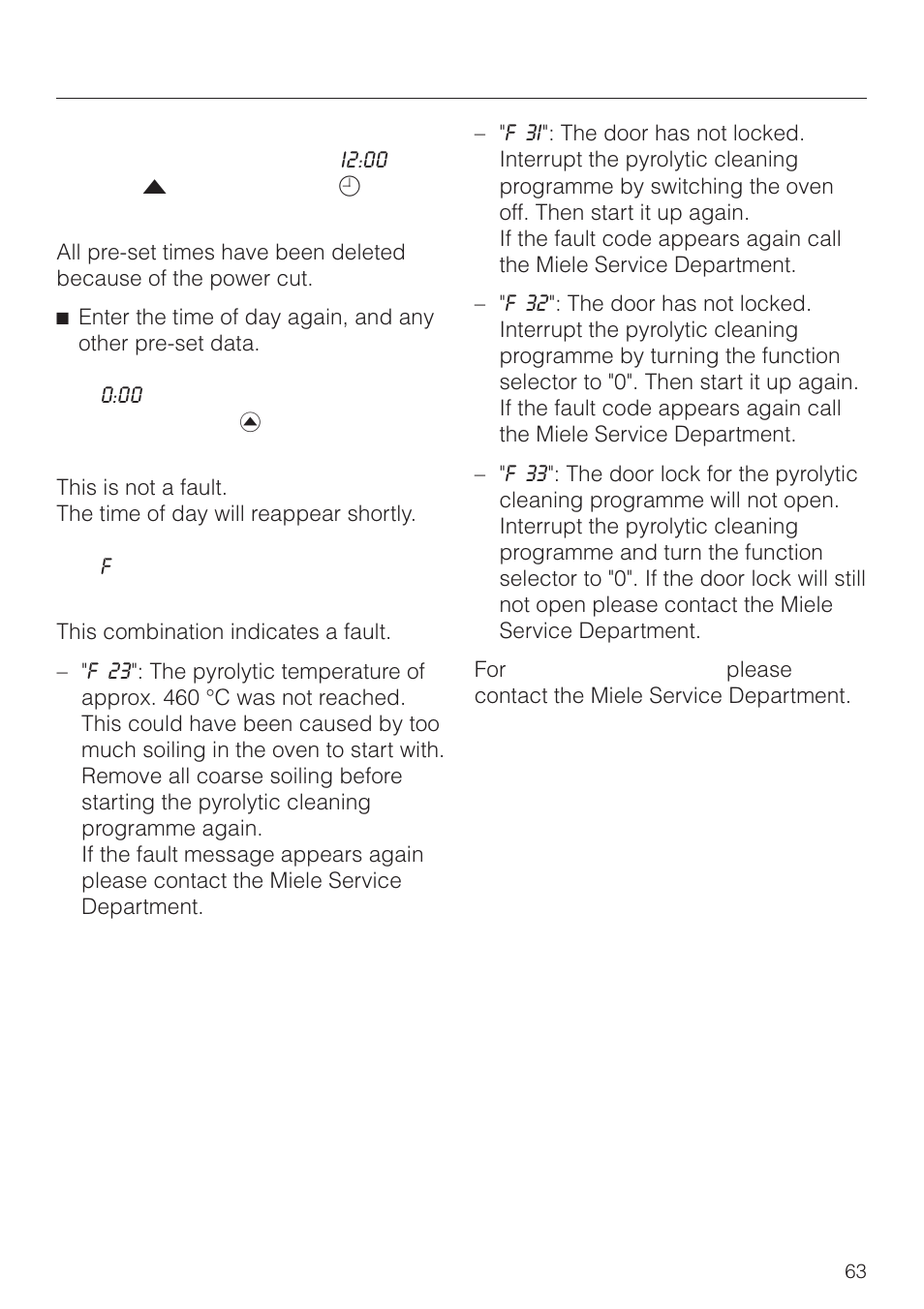 Problem solving guide | Miele H4270 User Manual | Page 63 / 72