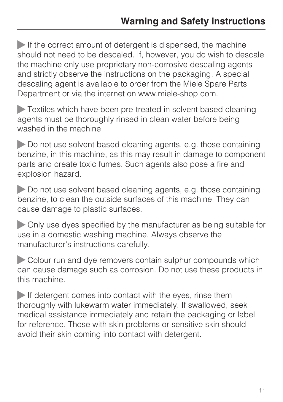 Miele W 5964 WP User Manual | Page 11 / 84