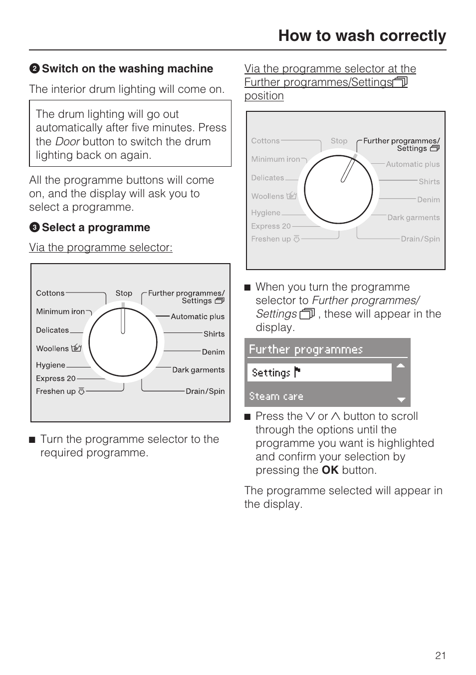 How to wash correctly | Miele W 5964 WP User Manual | Page 21 / 84