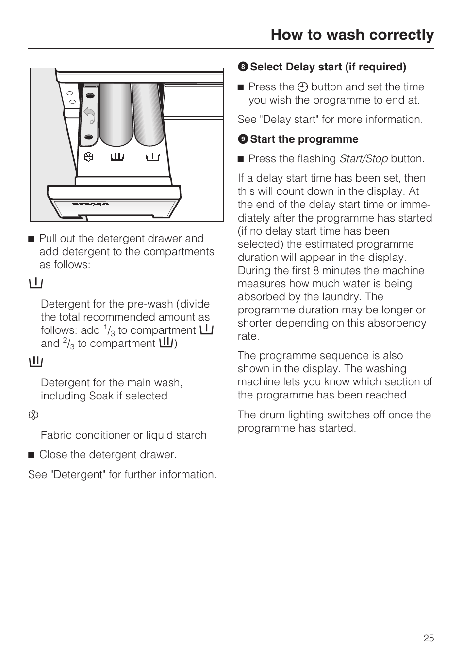 How to wash correctly | Miele W 5964 WP User Manual | Page 25 / 84