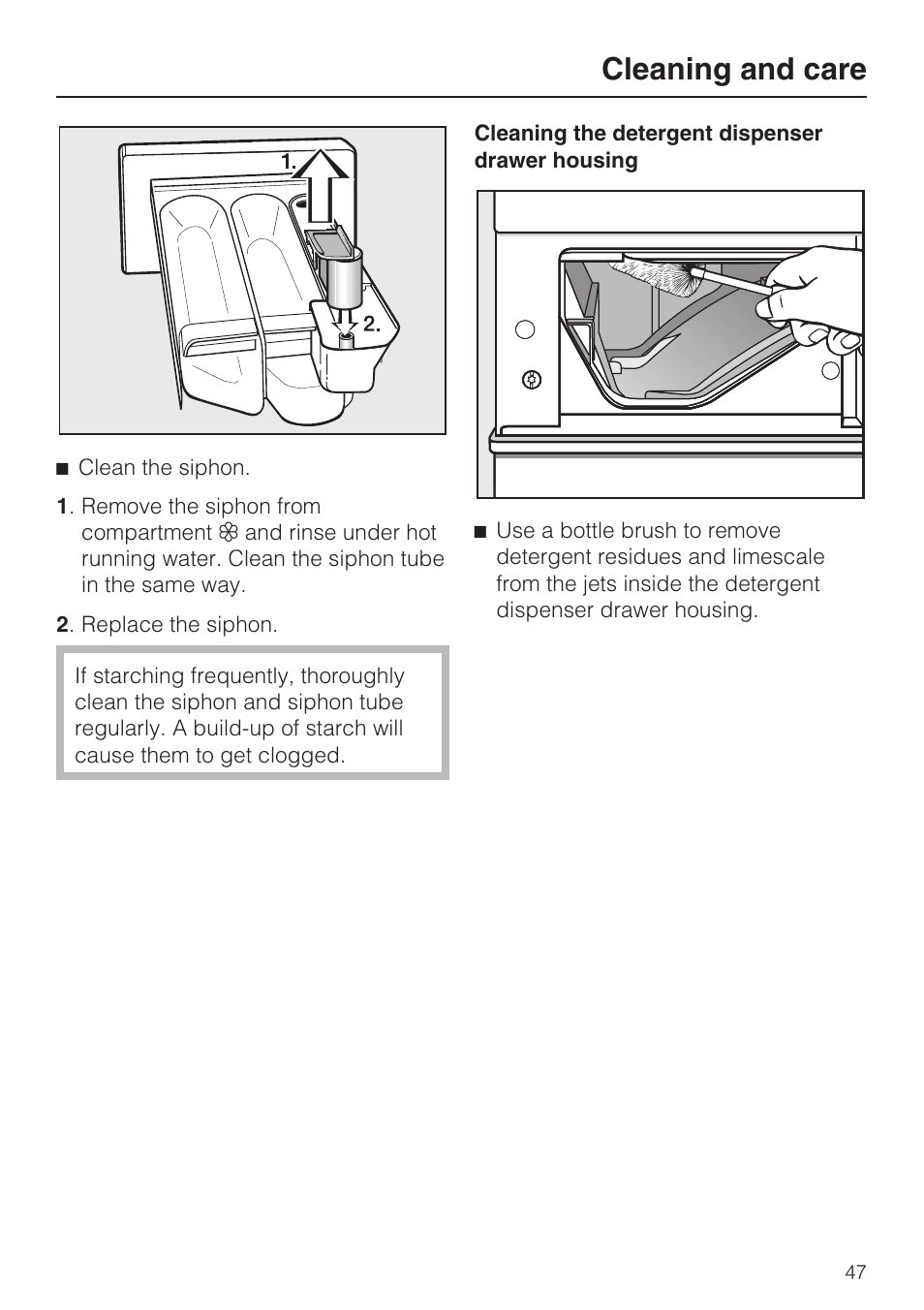 Cleaning and care | Miele W 5964 WP User Manual | Page 47 / 84