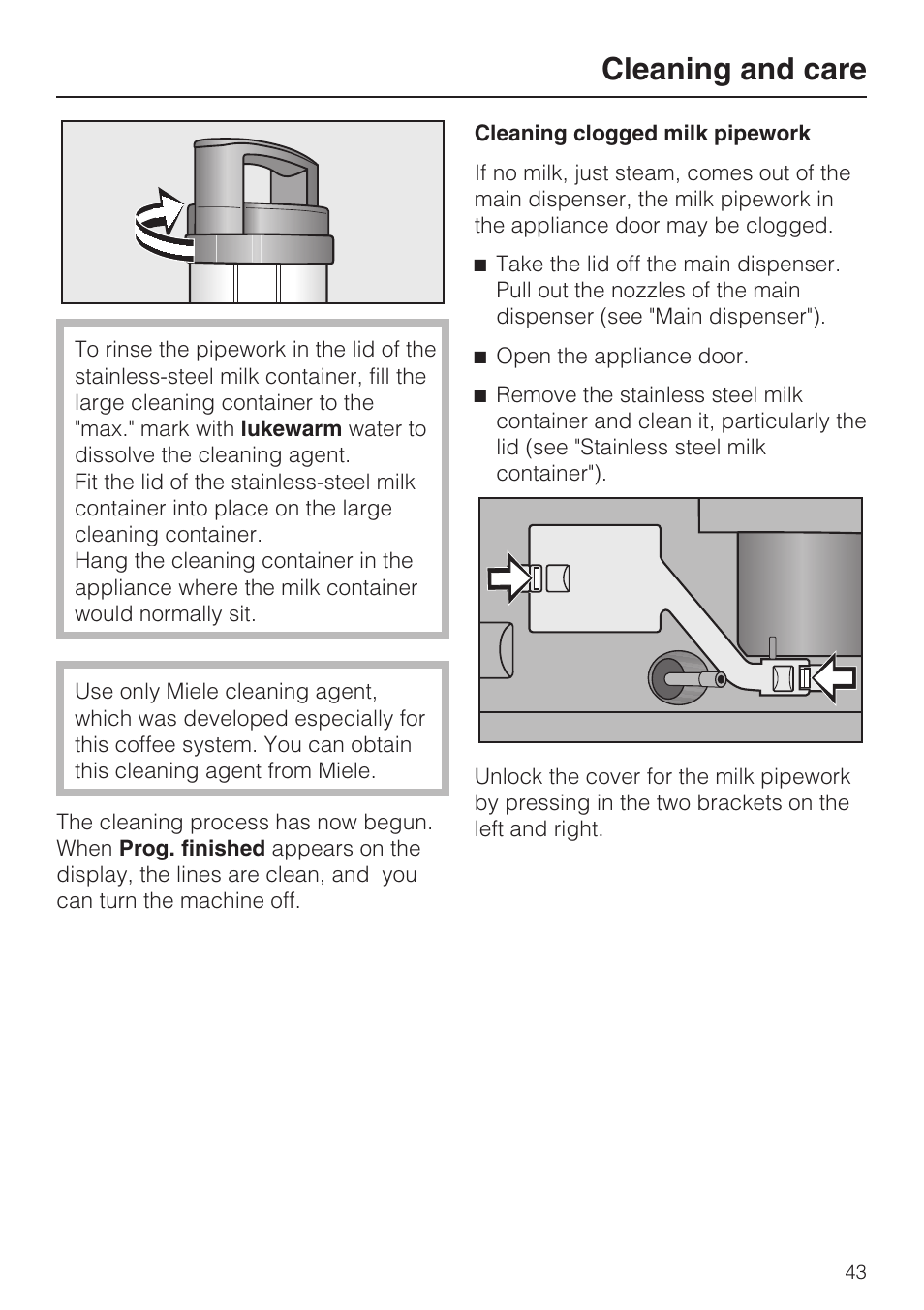 Cleaning and care | Miele CVA 4062 User Manual | Page 43 / 76