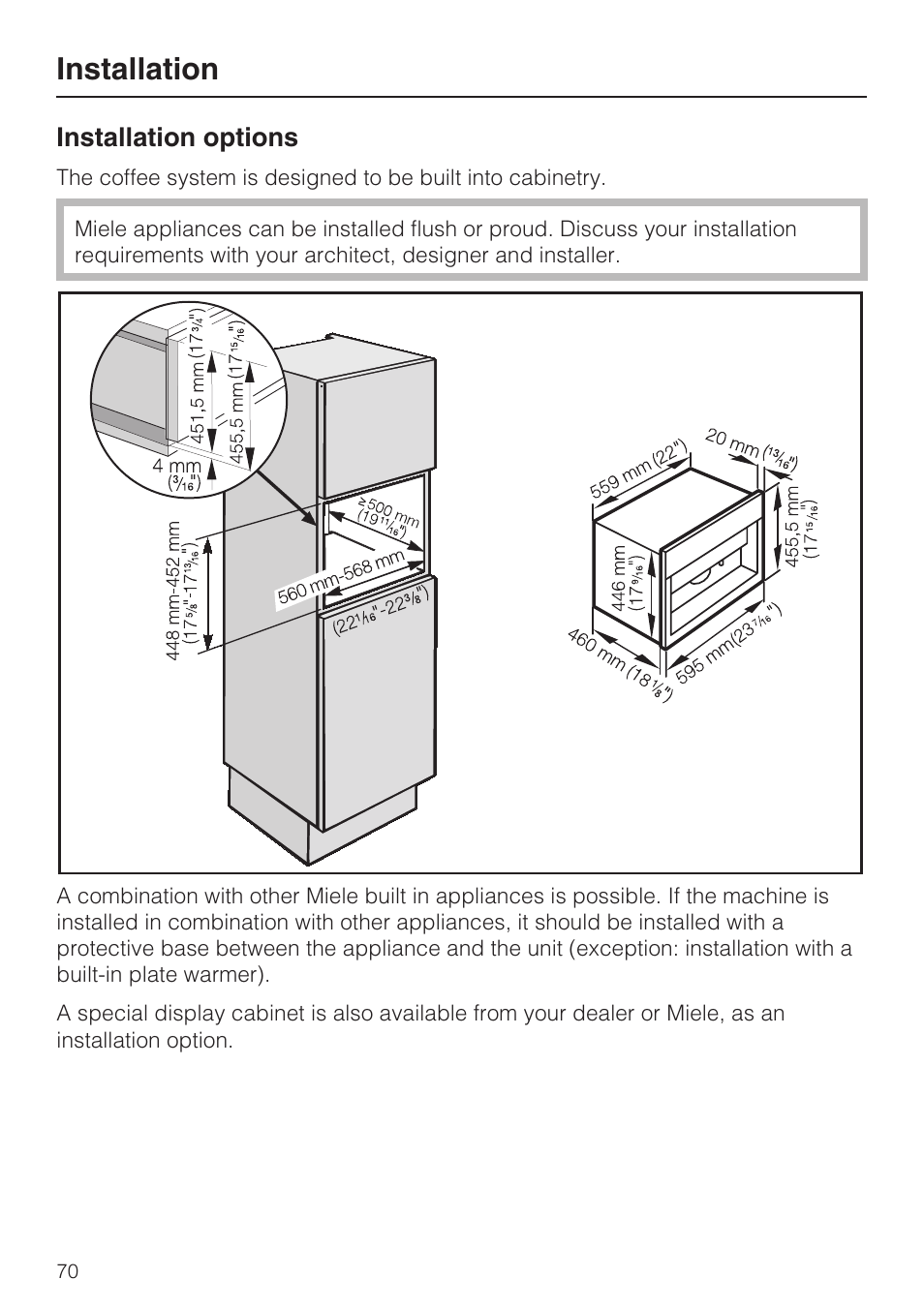 Installation 70, Installation | Miele CVA 4062 User Manual | Page 70 / 76