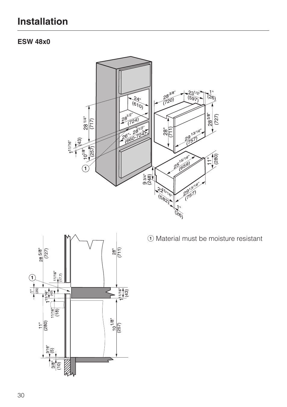 Installation | Miele ESW4820 User Manual | Page 30 / 36