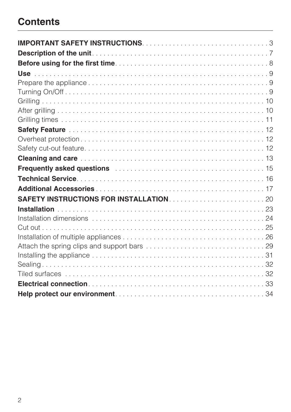 Miele ELECTRIC BARBECUE CS 1322 User Manual | Page 2 / 36