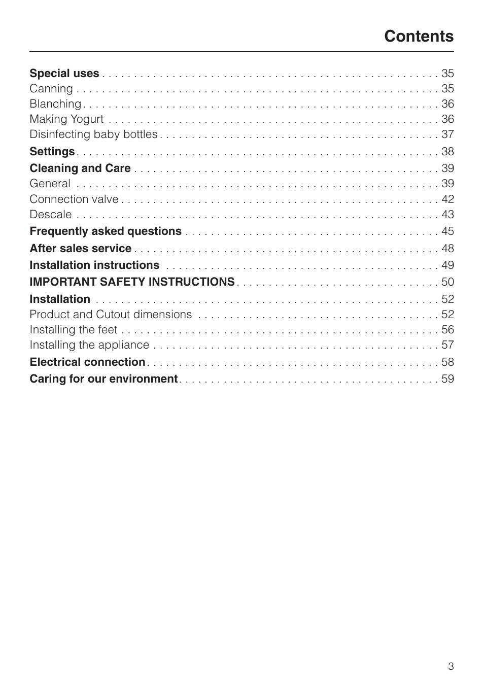 Miele DG2661 User Manual | Page 3 / 60