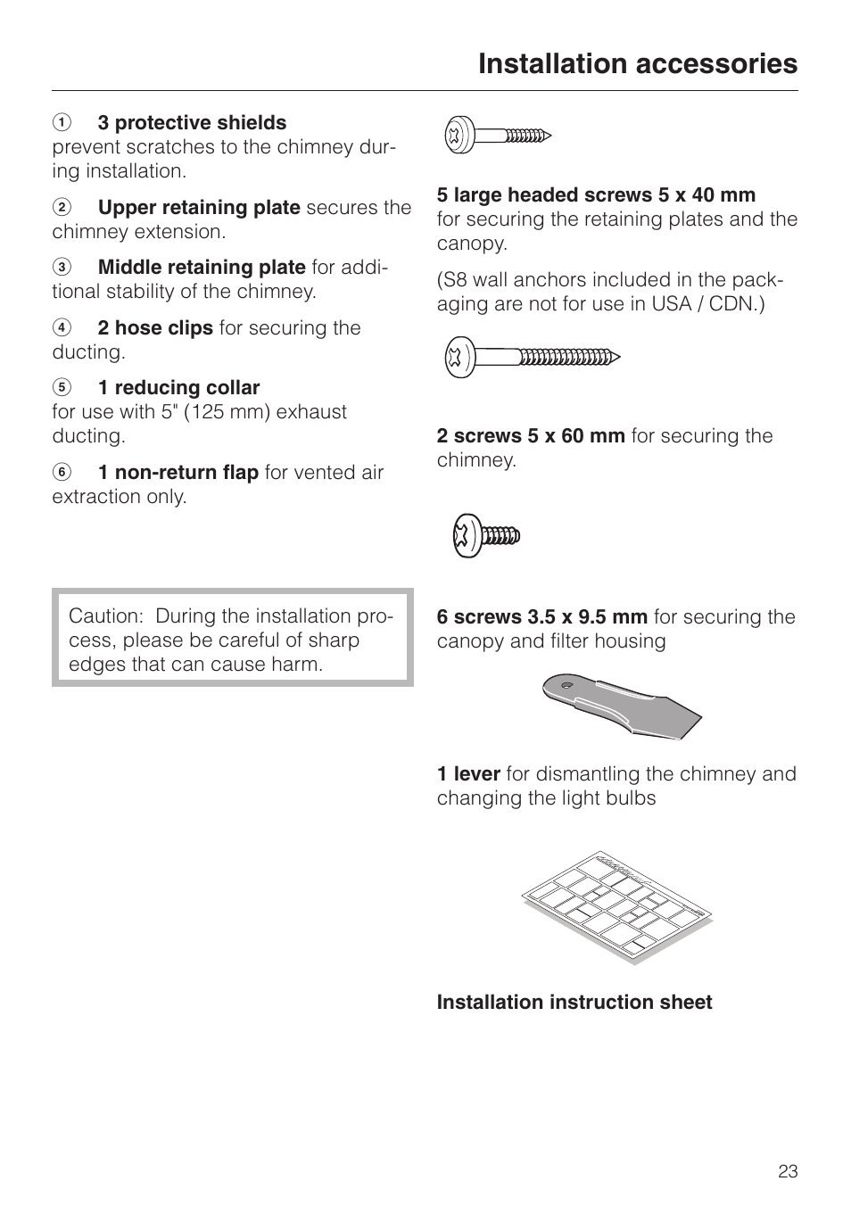 Installation accessories | Miele DA 289-3 User Manual | Page 23 / 32