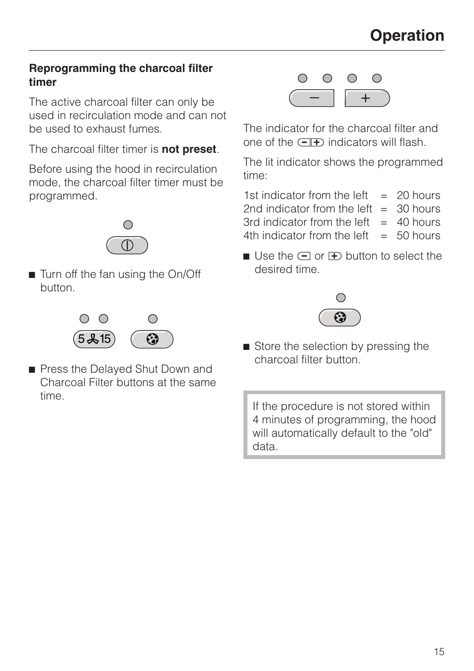 Operation | Miele DA211 User Manual | Page 15 / 44