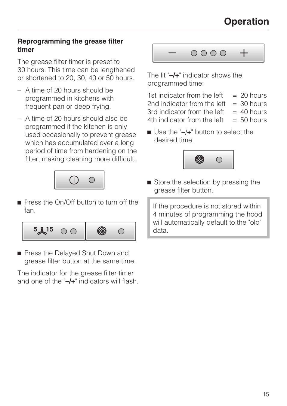 Operation | Miele DA5341D User Manual | Page 15 / 32