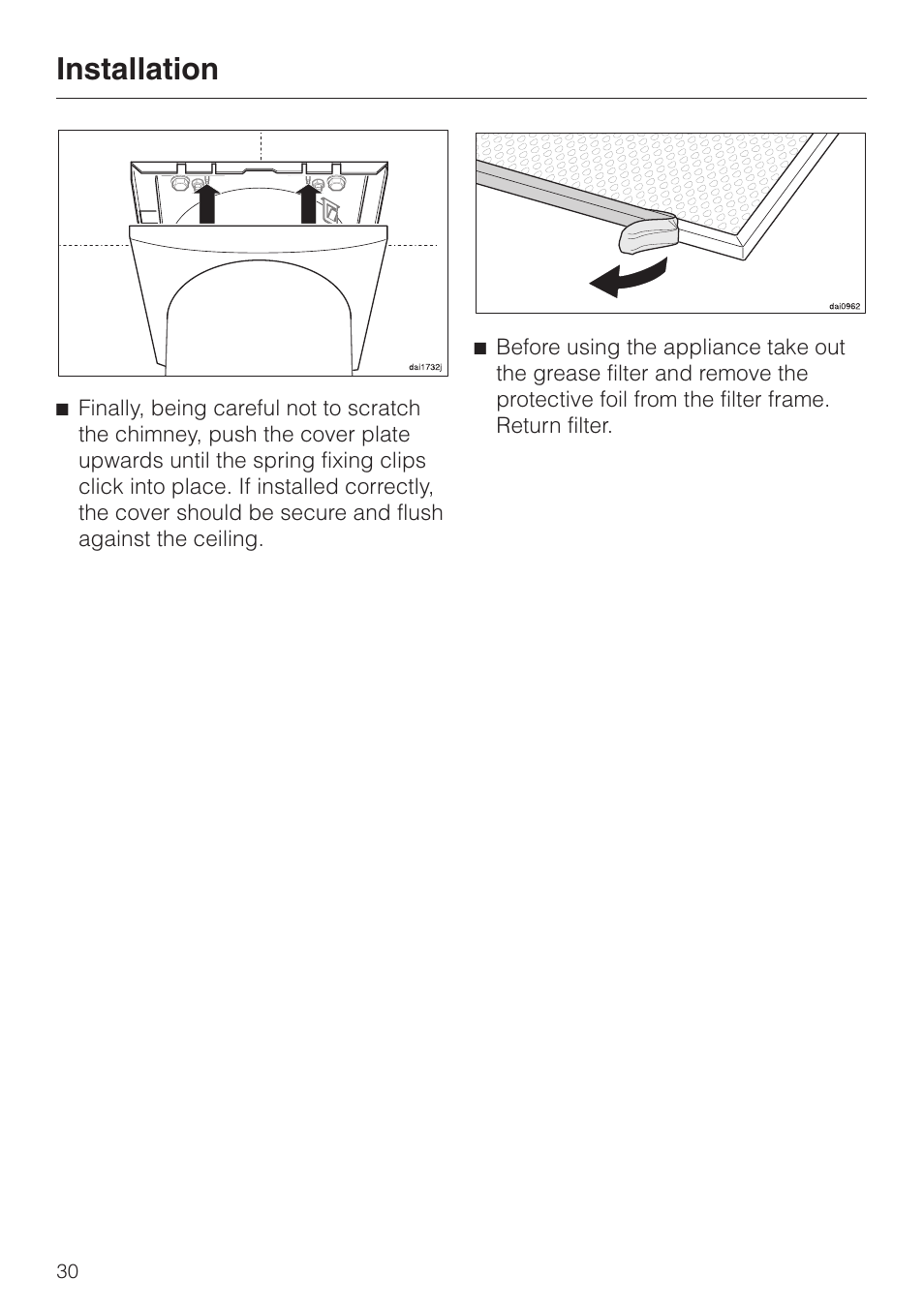 Installation | Miele DA220-4 User Manual | Page 30 / 36