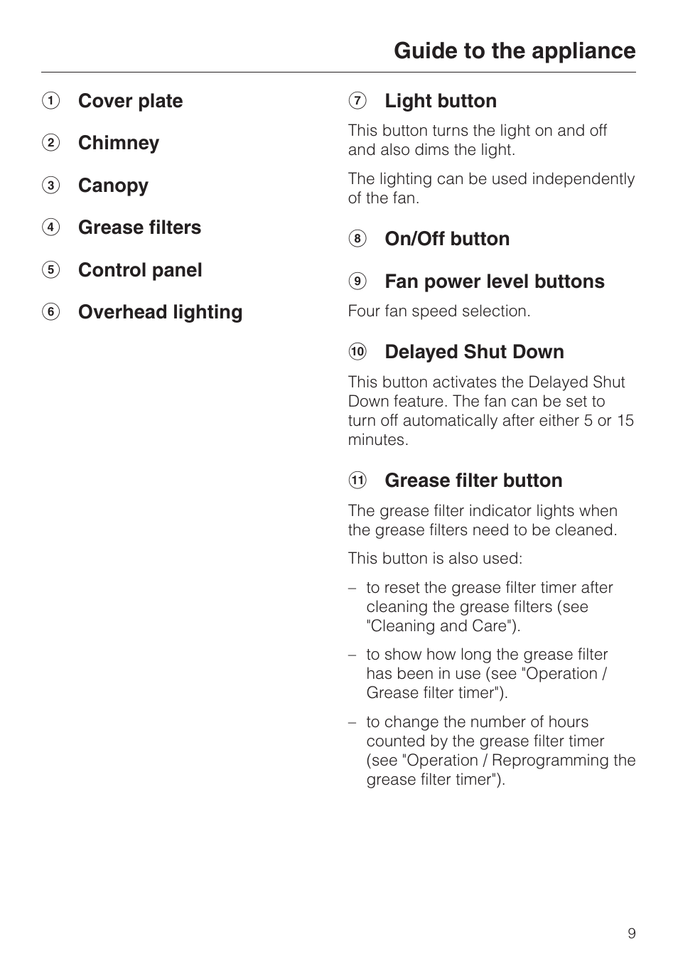 Guide to the appliance | Miele DA220-4 User Manual | Page 9 / 36