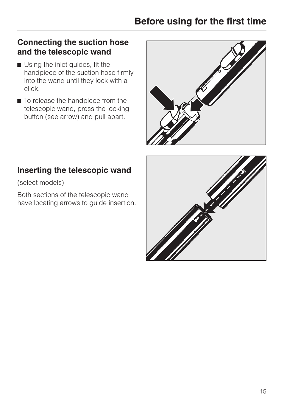 Before using for the first time | Miele S 548 User Manual | Page 15 / 52