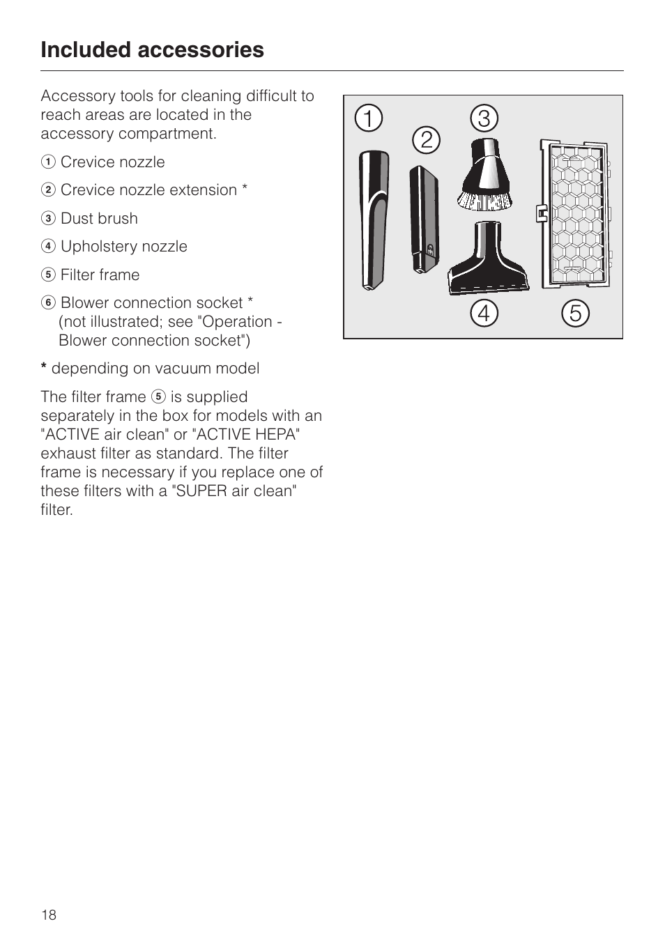 Included accessories 18, Included accessories | Miele S 548 User Manual | Page 18 / 52