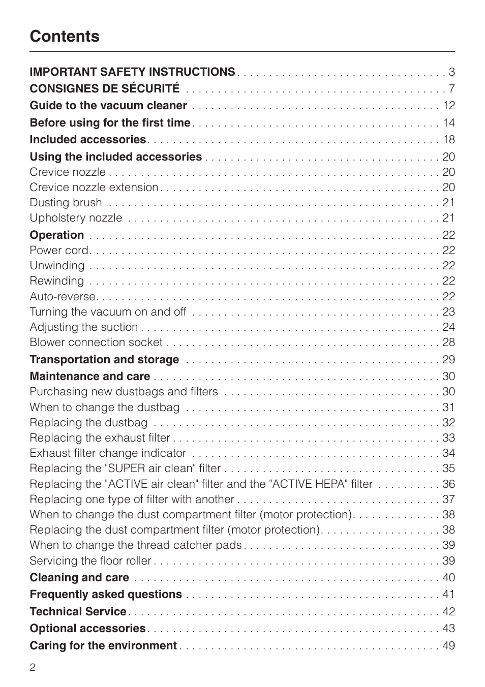 Miele S 548 User Manual | Page 2 / 52