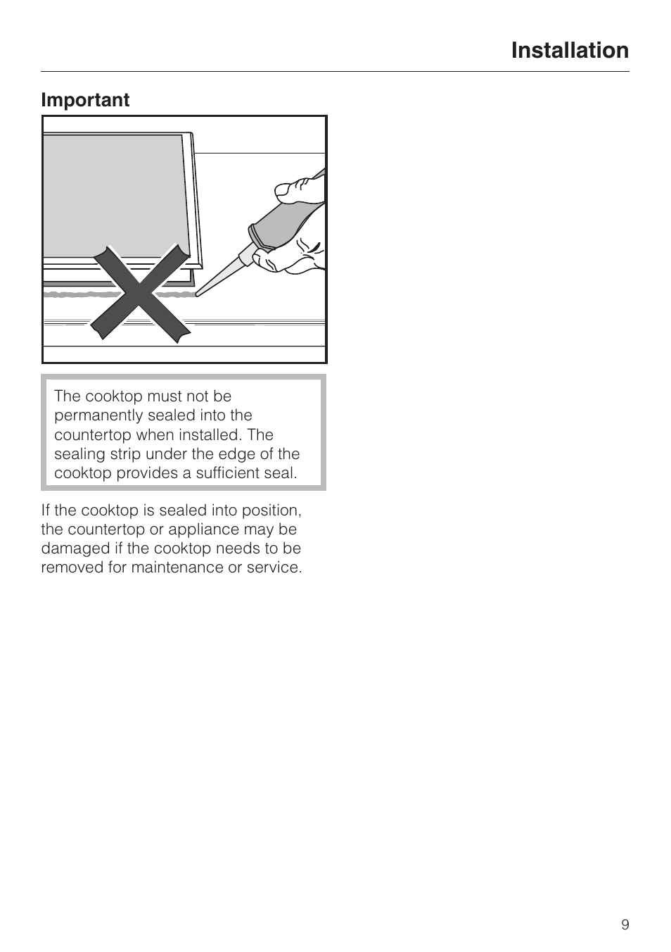 Installation | Miele KM 342 User Manual | Page 9 / 20