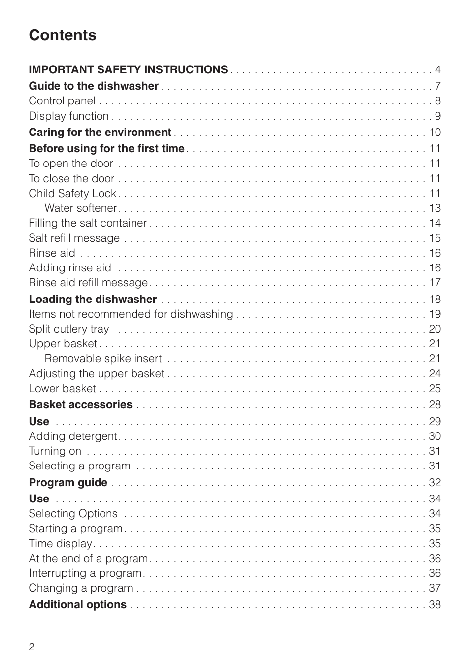 Miele G 2630 SCi User Manual | Page 2 / 72