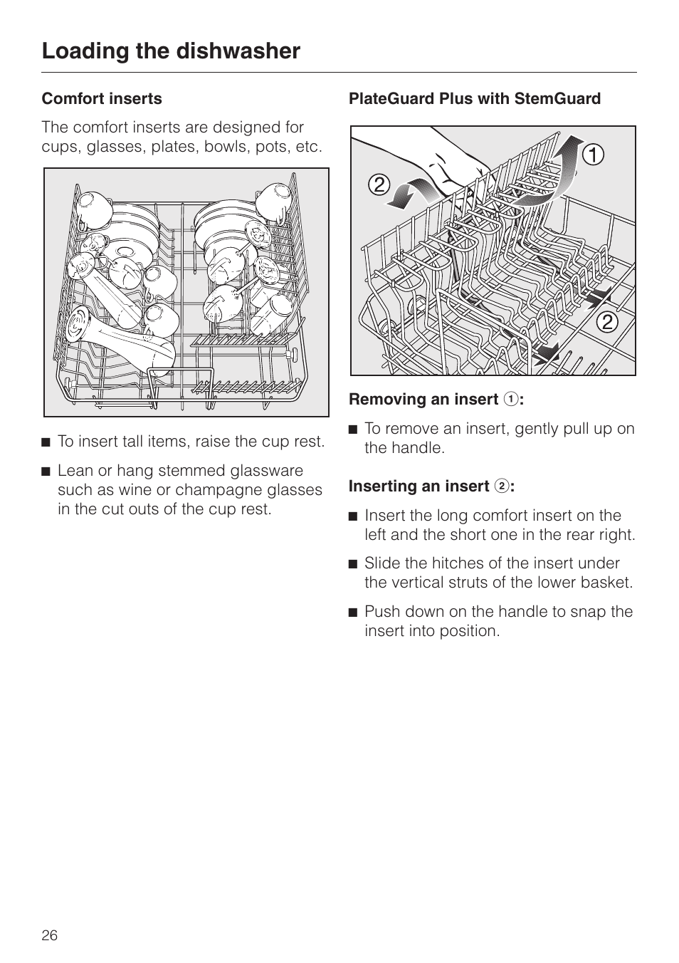 Loading the dishwasher | Miele G 2630 SCi User Manual | Page 26 / 72