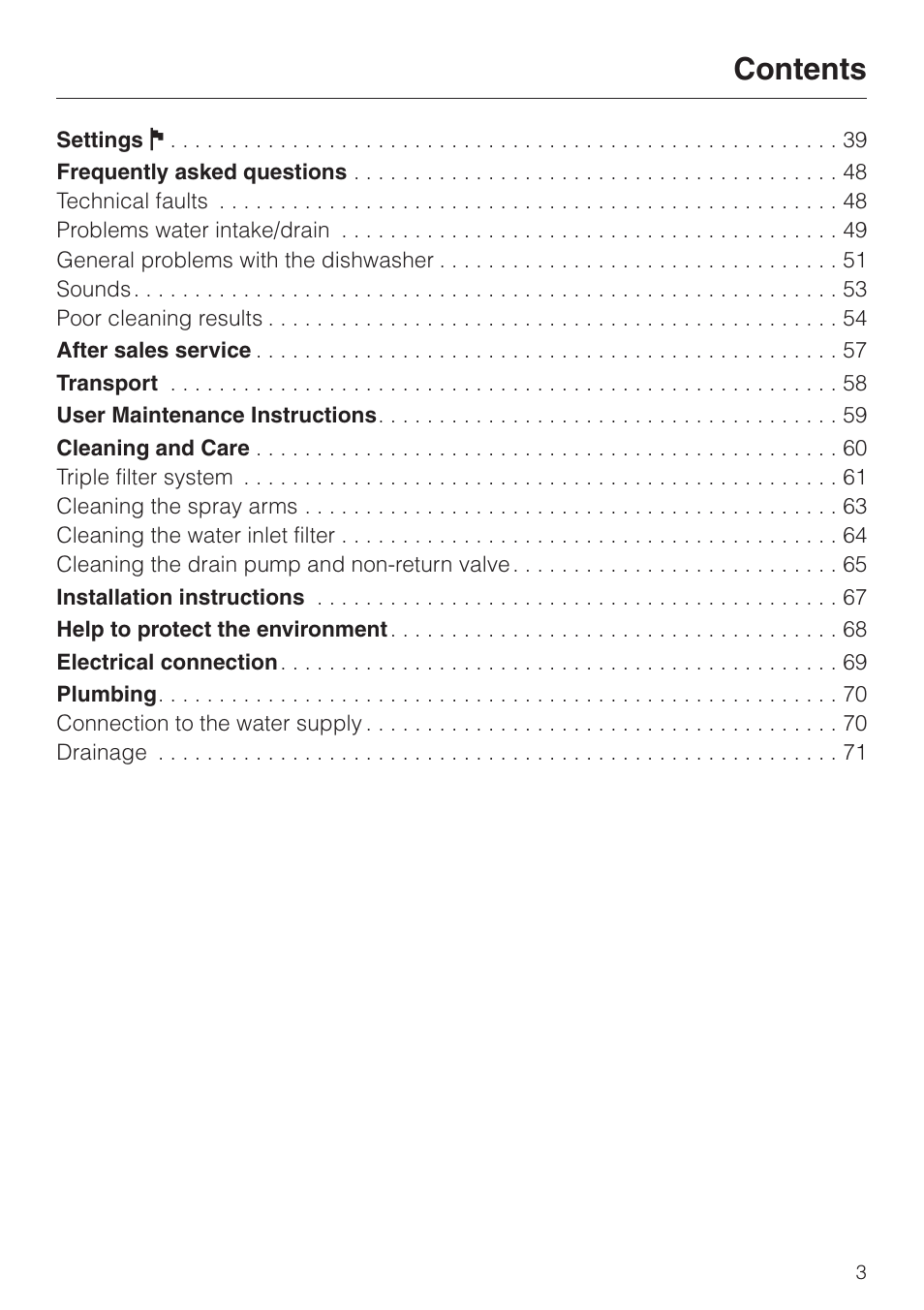 Miele G 2630 SCi User Manual | Page 3 / 72