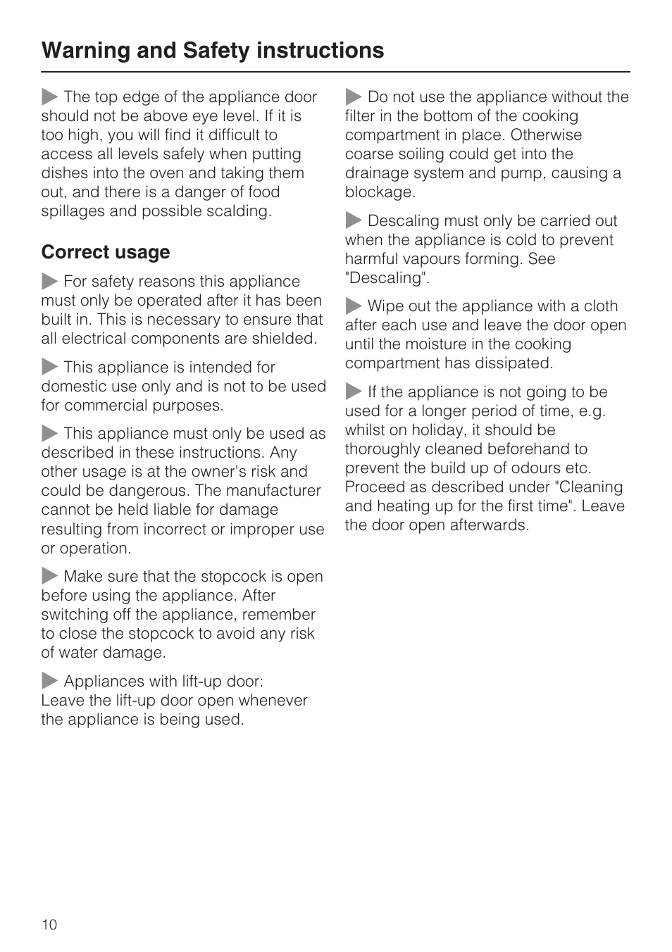 Warning and safety instructions | Miele DG 4164  EN User Manual | Page 10 / 60