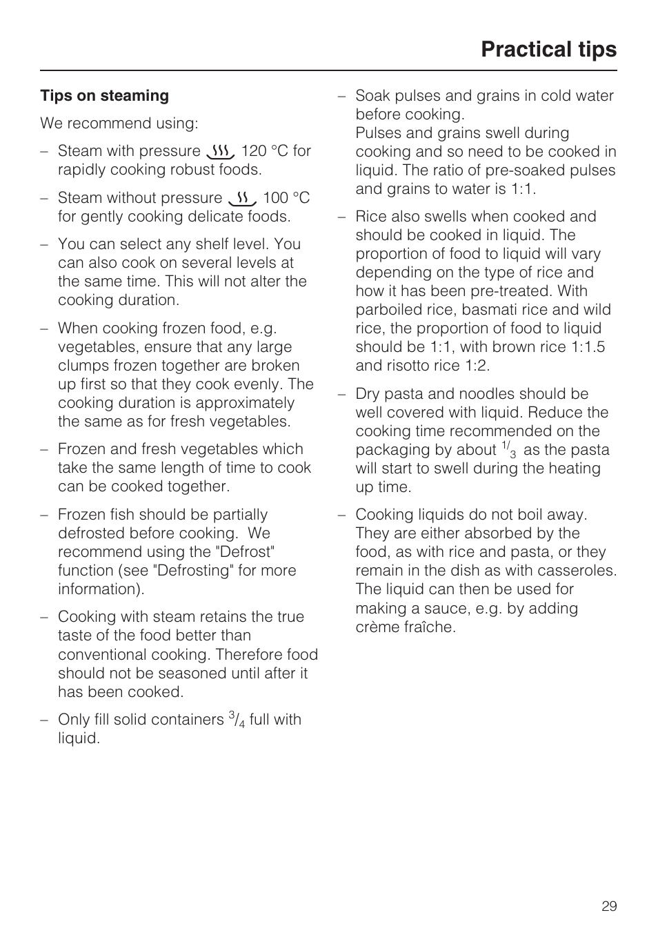 Practical tips | Miele DG 4164  EN User Manual | Page 29 / 60