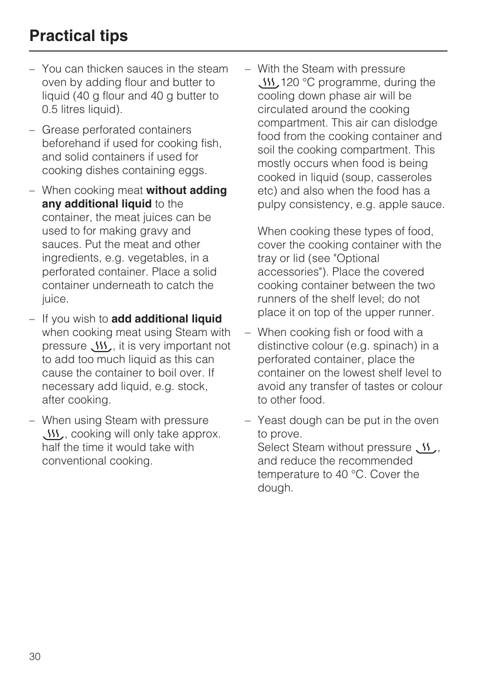 Practical tips | Miele DG 4164  EN User Manual | Page 30 / 60