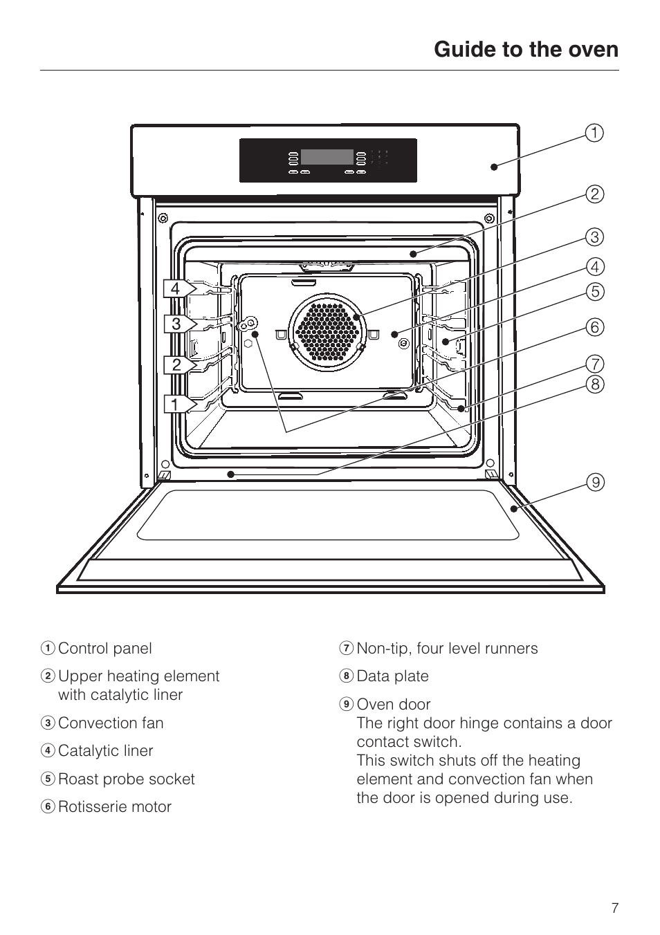 Guide to the oven 7, Guide to the oven | Miele H4680B User Manual | Page 7 / 76