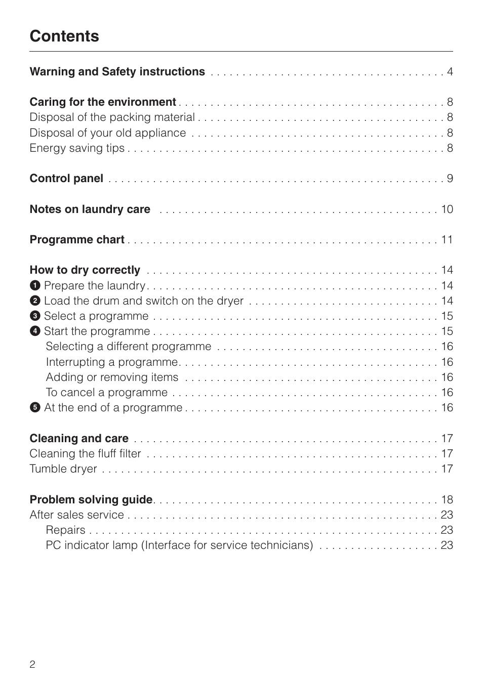 Miele T 220 User Manual | Page 2 / 44