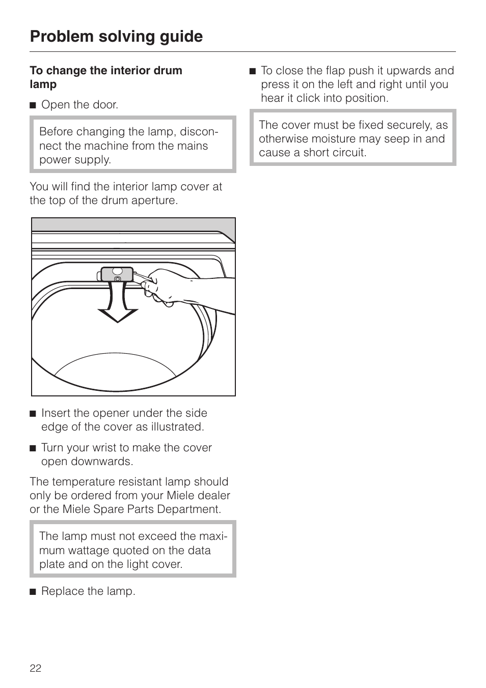 Problem solving guide | Miele T 220 User Manual | Page 22 / 44