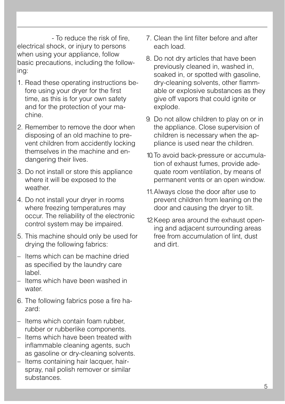 Important safety instructions 5, Your contribution to the environment 7, Important safety instructions | Miele T1526 User Manual | Page 5 / 28