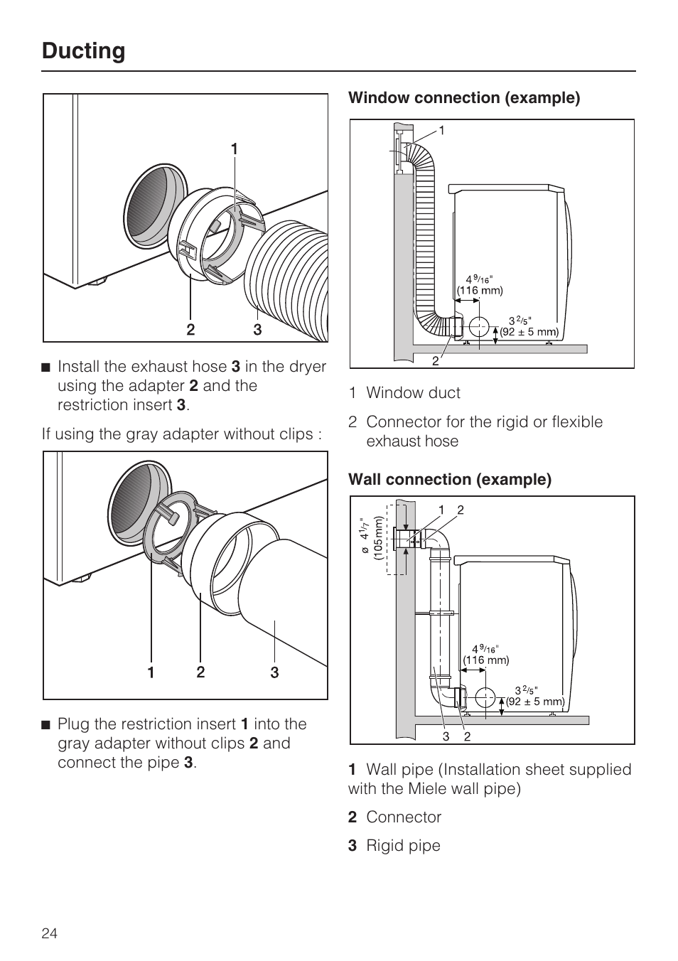 Ducting | Miele TOUCHTRONIC T 9822 User Manual | Page 24 / 28