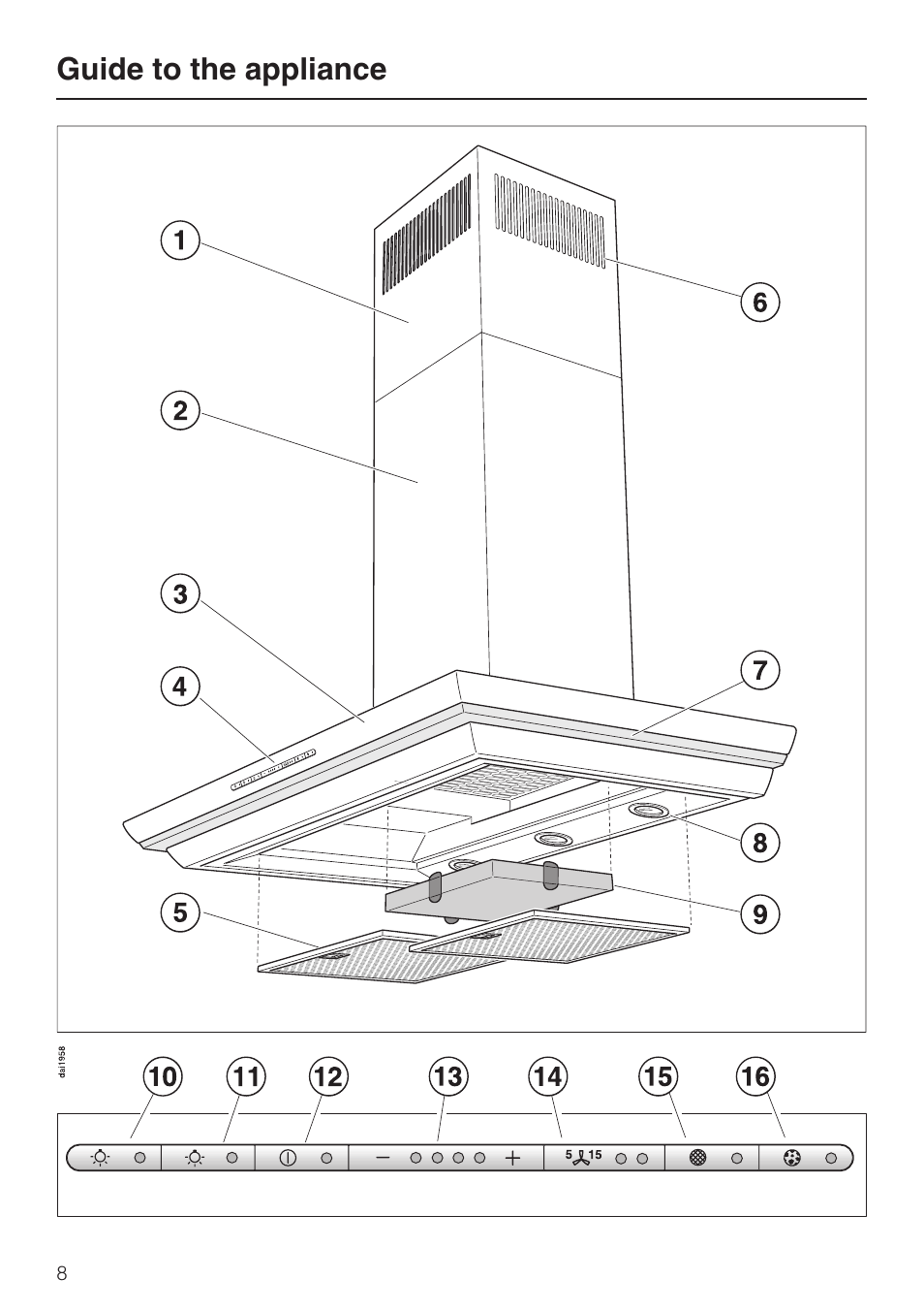 Guide to the appliance 8, Guide to the appliance | Miele DA 279-4  EN User Manual | Page 8 / 36